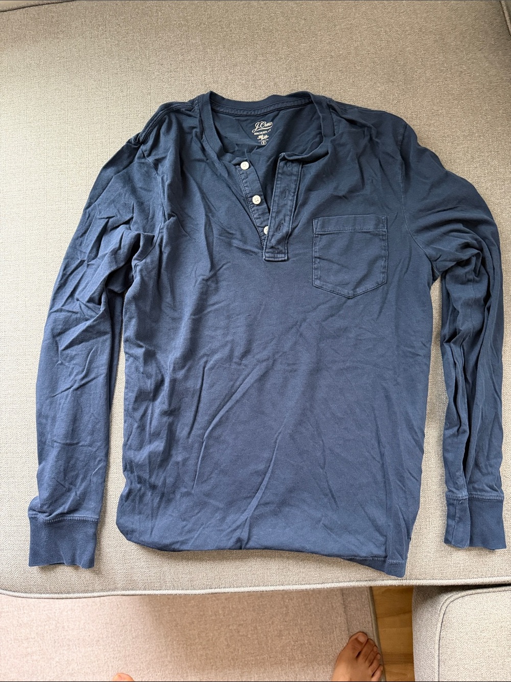 J. Crew Navy Long-Sleeve Henley with Chest Pocket
